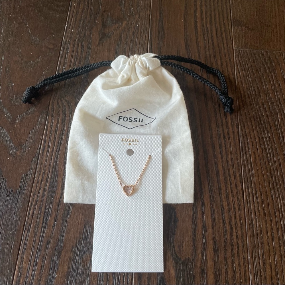 Fossil Rose Gold-Tone Stainless Steel Heart Pendant Necklace